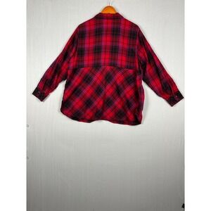 J. Jill Flannel Button Down Women XL Red Plaid Cotton Tencel Modal Long Sleeve
